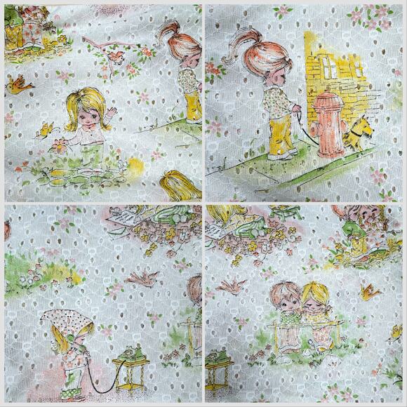 Vintage 1970s Yellow Novelty Print Angel Sleeve Babydoll Mini Dress - Picture 6 of 9